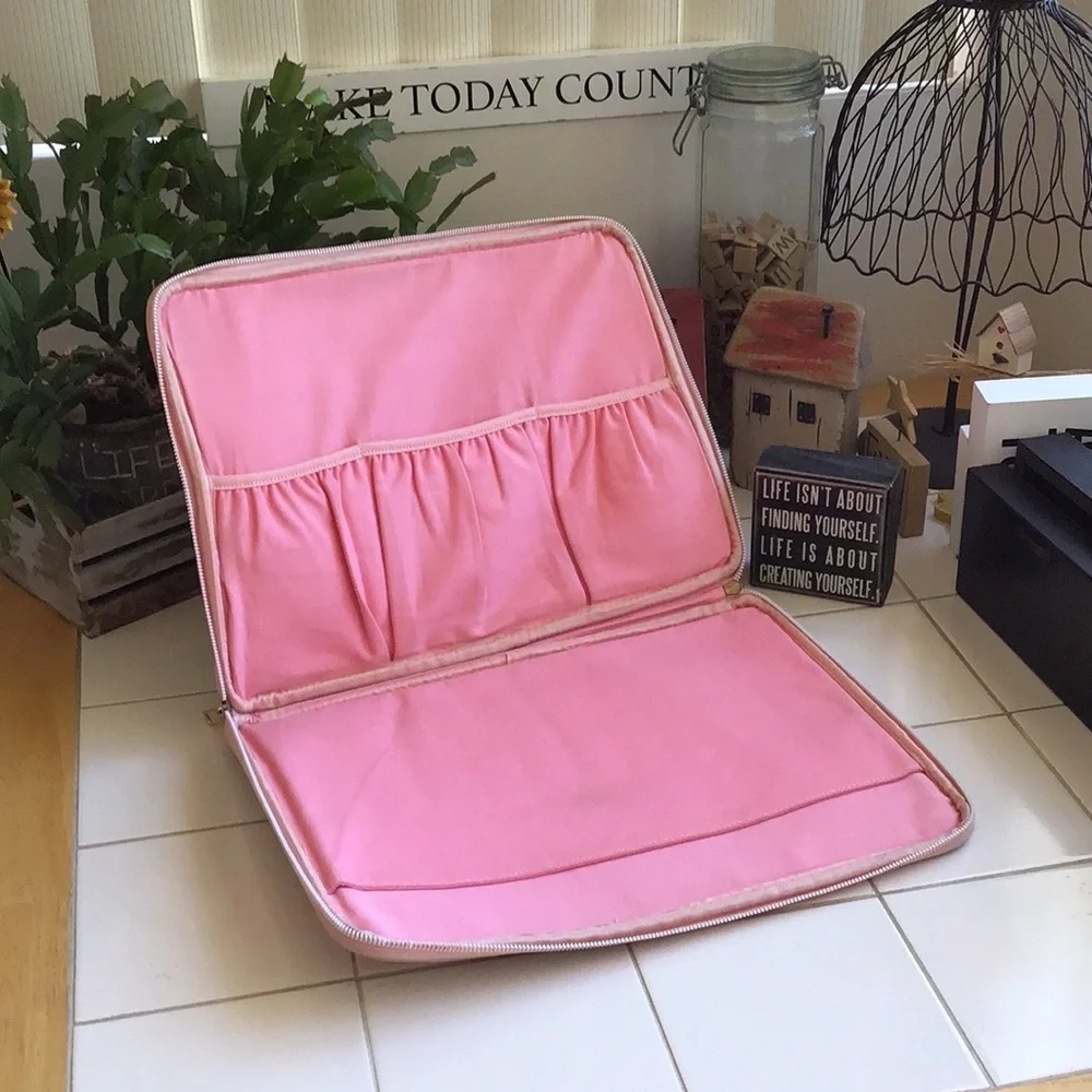 Pink Synthetic Leather Laptop Sleeve